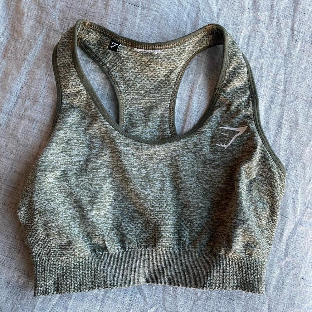 Gymshark khaki seamless marl XS sports bra